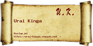 Urai Kinga névjegykártya